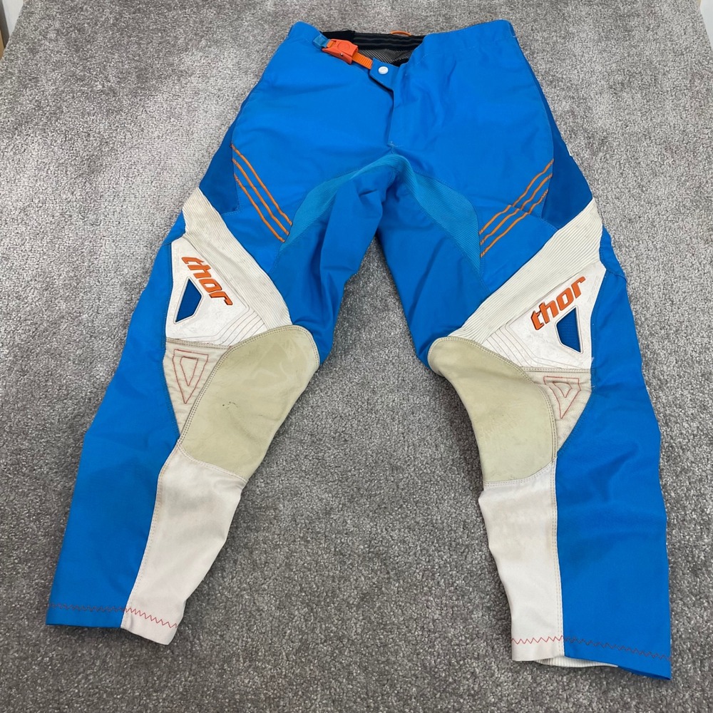 Thor Motocross Pants Mens 32 MX Dirt Bike Riding Gear Blue White Orange